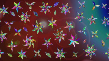 Kahverengi renkli çiçekler. Raster illüstrasyonu. El çizimi çiçekli soyut çizim deseni.