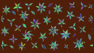 Raster illüstrasyonu. Kahverengi renklere karalamalar çizilmiş çiçek deseni.