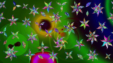 Raster suluboya çiçek deseni, narin çiçekler, yeşil çiçekler, tebrik kartı şablonu. Güzel kumaş deseni.