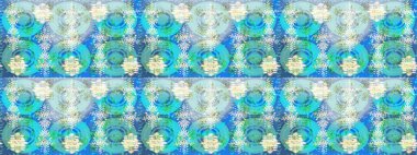 Raster kış deseni. Çiçek Elementleri 'nin soyut geçmişi. Mavi, nötr ve yeşil renkler üzerine tasarım. Raster illüstrasyonu.