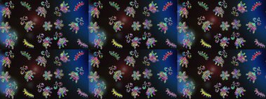 Renkli kar taneleri Raster çizimi. Güzel bir kış süsü. Raster grisi, mavi ve siyah kar tanelerinden izole edilmiş..