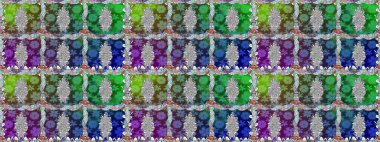 Renkli Bahar Temalı Kusursuz Arkaplan. Düz Çiçek Elementleri Tasarımı. Çiçeksel fantezi tasarımı. Parlak bir arka planda..