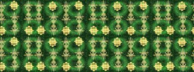 Kar tanelerinin soyut arkaplanlı Noel şablonu. Noel ve yeni yıl moda baskıları için tatil tasarımı. Yeşil, mavi ve sarı kar taneleri. Raster illüstrasyonu. Renkler.