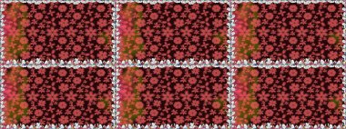 Renkli Bahar Temalı Kusursuz Arkaplan. Raster illüstrasyonunda kusursuz çiçek deseni. Güzel kumaş deseni. Düz Çiçek Elementleri Tasarımı.