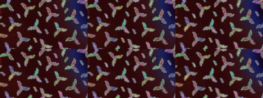 Kar taneleri izole edildi. Güzel süs eşyası. Kar tanesi süsü Raster illüstrasyonu. Kahverengi, mavi ve yeşil renkli kar tanesi süsü.