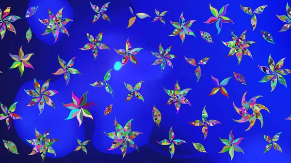 Raster illüstrasyonu. Renkli Bahar Teması eskiz kalıbı. Mavi renkli çiçekler. Düz Çiçek Elementleri Tasarımı. Çiçekli çiçek deseni, suluboya..