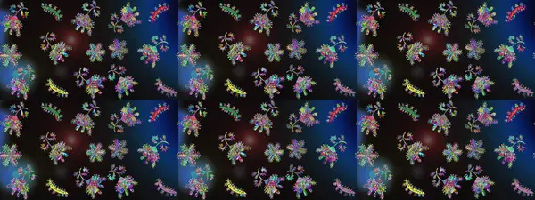 Renkli kar taneleri Raster çizimi. Güzel bir kış süsü. Raster grisi, mavi ve siyah kar tanelerinden izole edilmiş..