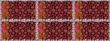 Renkli Bahar Temalı Kusursuz Arkaplan. Raster illüstrasyonunda kusursuz çiçek deseni. Güzel kumaş deseni. Düz Çiçek Elementleri Tasarımı.