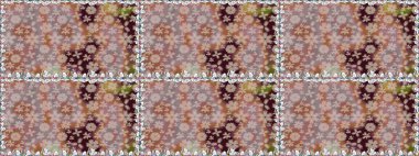 Renkli Bahar Temalı Kusursuz Arkaplan. Kahverengi renkli çiçekler. Çiçekli, suluboya desenli kusursuz çiçek deseni. Raster illüstrasyonu. Düz Çiçek Elementleri Tasarımı.