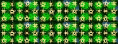 Yuvarlak raster kar tanesi. Renkli arka planda izole tatlı kar taneleri. Soyut kış yeşili, mavi ve sarı süs. Raster illüstrasyonu. Güzel kar tanesi..