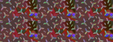 Düz kar karalama ikonları, kar taneleri kahverengi, kırmızı ve yeşil renkli siluetler noel afişi, kartlar. Güzel soyut kar taneleri raster tasarımı. Yeni yıl kar tanesi.