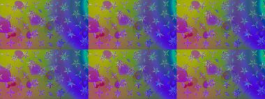 Raster Çiçek İllüstrasyonu 'nun şirin tekstili. Mor renkli etnik çiçeklerle zarif bir eskiz deseni..