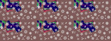 Küçük kahverengi çiçekli oldukça eski bir besin torbası deseni. Millefleur 'lar. Tekstil, kumaş, kapaklar, duvar kağıtları, baskı, paket, koleksiyon defteri, örgü, dekupaj için çiçek arkaplanı..