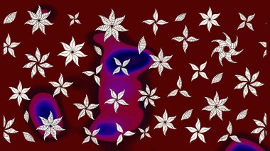 Kumaş desenli papatya çiçeği detayı. Kırmızı renkte çiçekler.