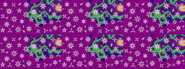 Çiçekli karalama şeklinde Raster çiçek deseni. Mor renkli çiçekler. Yumuşak, bahar çiçekli arka plan.