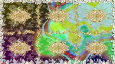 Geleneksel oryantasyon süsü. Kusursuz klasik raster nötr ve altın desenli. Klasik vintage arkaplan.