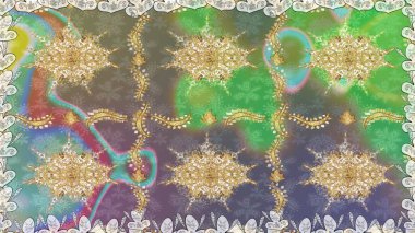 Kusursuz oryantal klasik altın desen. Tarafsız renklerde altın tekrarlayan elementler içeren Raster soyut arkaplanı.