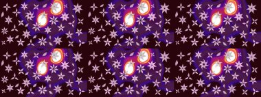 Raster illüstrasyonu. Düz Çiçek Elementleri Tasarımı. Asya tekstil tarzında. Kahverengi renkli çiçekler. Renkli Bahar Teması eskiz kalıbı. Çiçek desenini çiz.