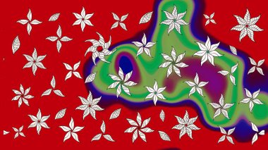 Klasik çiçek tasarımı elementleri. Raster illüstrasyonu. Kırmızı kıvırcık çiçekler kırmızı renkte şekillenir.