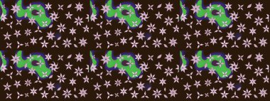 Çiçek deseni. Şatafatlı bahar bahçesi dokusu. Kahverengi renkli çiçekler. Kahverengi renkte çiçek eskizi. Raster illüstrasyonu.