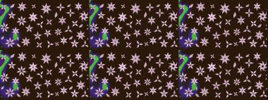 Raster illüstrasyonu. Soyut çiçek çizim kalıbı arka planı. Küçük çiçekteki sevimli çiçek deseni. Kahverengi renklerde. Raster deseni.