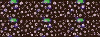 Çiçekli eskiz deseni. Suluboya çizimi. Kahverengi renkli çiçekler. El çizimi.