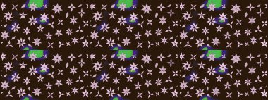 Raster illüstrasyonu. Kahverengi renkli güzel bir tekstil. Suluboya çiçekli çiçek deseni.