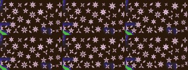 Sevimli küçük çiçek desenle. Raster resim. Çiçek desenli çiçek ve yaprakları ile.