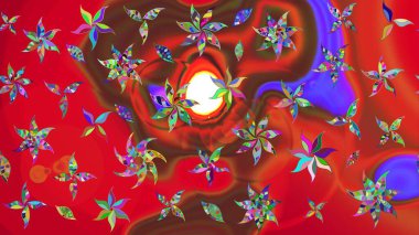 Kırmızı renkte çiçekler. Raster illüstrasyonunda çiçek deseni çizimi.