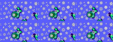 Çiçekler suluboya eskiz deseni. Raster Stili kumaş deseni.