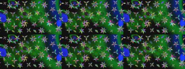 Çiçekli el çizimi çizimi deseni. Modern gelişim yeşil raster arka plan duvar kâğıdı illüstrasyon klasik çizgili iz sürme desenli çiçekler, çiçekli süsler.