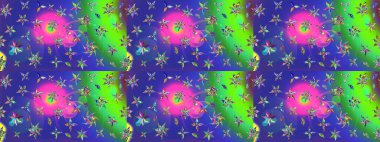 Üzerinde gelincikler ve vadi zambakları olan renkli çiçek desenli nakış deseni. Tekstil tasarımı için mavi renkli geleneksel halk çiçekleri buketi.