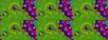 Küçük çiçekte güzel bir desen. Yeşil çiçekli bahar çiçekleri. Moda baskıları için zarif bir şablon. Motley illüstrasyonu. Küçük renkli çiçekler..