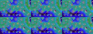 Sevimli çiçek raster deseni. Modaya uygun kumaş deseni. Renkli Yaz Temalı eskiz kalıbı. Düz Çiçek Elementleri Tasarımı.