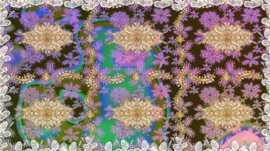 Tarafsız renklerde altın element. Barok tarzında altın çiçekli süs. Damask kusursuz yinelenen arkaplan. Doku arkaplanı üzerine altın duvar kağıdı.