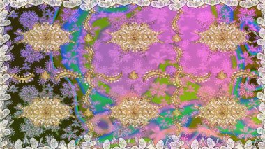 Paisleys zarif çiçek desenli arkaplan duvar kâğıdı çizimi klasik stil, modern 3D çizgili sanat eseri altın ve nötr desenli çiçek yaprakları ve süslemeleri..