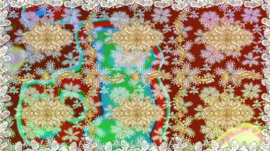 Süslü raster dekorasyonu. Barok tarzında duvar kağıdı tasarımı için kusursuz damaske deseni arkaplanı. Altın elementlerle nötr renklerde altın desen.