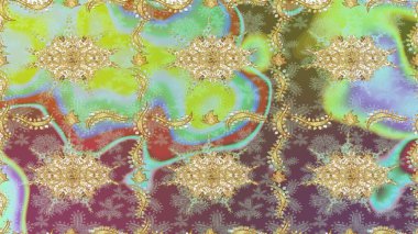 Barok tarzında kusursuz bir doğulu süsü. Geleneksel klasik raster altın pürüzsüz desen. Tarafsız renklerdeki altın elementler.