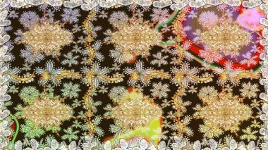 Şık bir grafik desen. Çiçek deseni. Kahverengi renklerde altın elementler. Kusursuz raster arka plan. Duvar kâğıdı barok, İspanyol kumaşı.