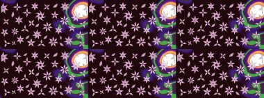 Raster illüstrasyonu. Kahverengi renklerde bahar çiçekleri. Yaprak ve çiçeklerin suluboya resmi, kahverengi renklerdeki çizim deseni.