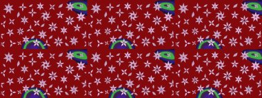 Raster illüstrasyonu. Suluboya çiçekli çiçek deseni. Kırmızı renkte Asyalı tekstil.