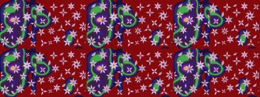 Raster illüstrasyonu. Çiçekler, dallar, bitkiler ve çiçekler. El çizimi. Güzel kumaş deseni.