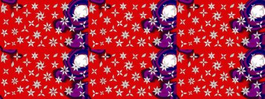 Modaya uygun kumaş deseni. Sevimli çiçek raster deseni. Düz Çiçek Elementleri Tasarımı. Renkli Yaz Teması çizim şablonu.