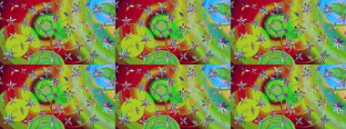 Raster düz çiçek çizim deseni. Yeşil renkli çiçekler. Tasarım hediye paketi, tebrik kartları, posterler ve afiş tasarımı.