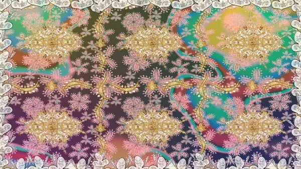 Kusursuz klasik altın desen. Altın elementlerle nötr renklerde altın desen. Raster geleneksel oryantasyon süsü.