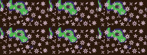 Çiçek deseni. Şatafatlı bahar bahçesi dokusu. Kahverengi renkli çiçekler. Kahverengi renkte çiçek eskizi. Raster illüstrasyonu.