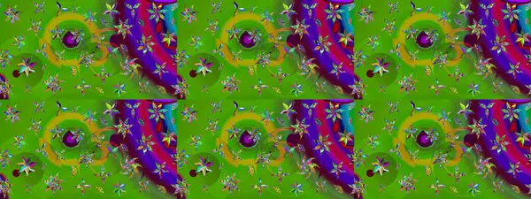 Küçük çiçekte güzel bir desen. Yeşil çiçekli bahar çiçekleri. Moda baskıları için zarif bir şablon. Motley illüstrasyonu. Küçük renkli çiçekler..