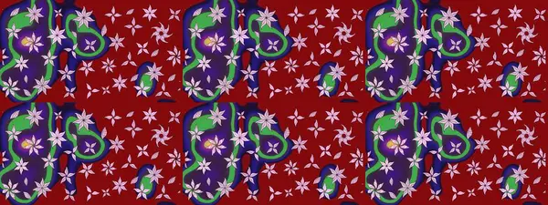 Raster illüstrasyonu. Çiçekler, dallar, bitkiler ve çiçekler. El çizimi. Güzel kumaş deseni.