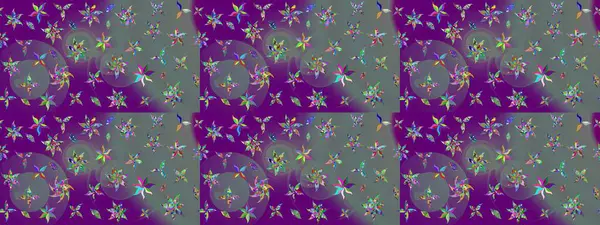 Raster çiçek desenleri çiziyor. Vadinin çiçekleri mor renklerde.