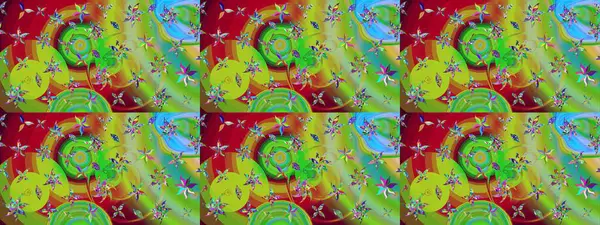 Raster düz çiçek çizim deseni. Yeşil renkli çiçekler. Tasarım hediye paketi, tebrik kartları, posterler ve afiş tasarımı.